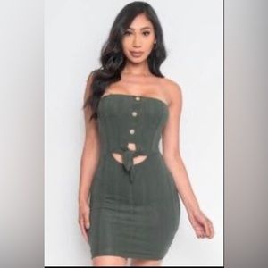 Womans olive tube mini dress